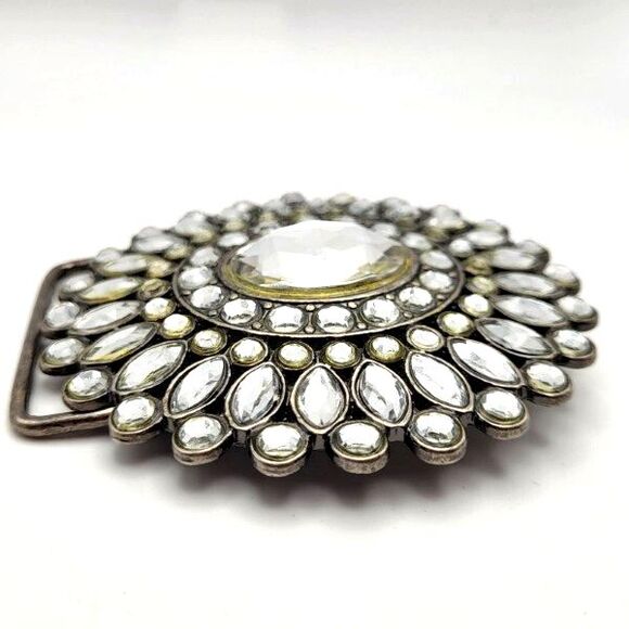 Bronzetone and Rhinestone Women's Belt Buckle - Picture 2 of 4